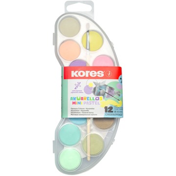 KORES AKUARELLOS MINI PASTEL 25 mm 12 szín + ecset