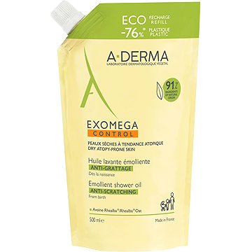 A-DERMA Exomega Control Lágyító tusolóolaj - Újrahasznosítható ECO utántöltő, 500 ml