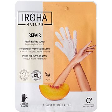 IROHA NATURE Peach & Shea Butter kézmaszk, 2 × 9 ml