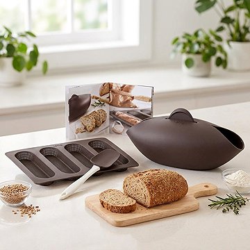 Lékué Kit Bread Starter Kenyér és bagett sütő szett, barna