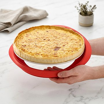 Lékué Quiche Pan Quiche sütőforma kivehető aljjal, 28 cm, piros