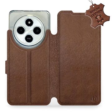 Mobiwear Xiaomi Redmi 14C / Poco C75 barna bőr flip tok - L_BRS