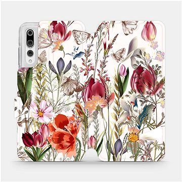 Mobiwear MP01S Huawei P20 Pro flipes tok - virágos rét