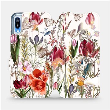 Mobiwear MP01S Huawei Y6 (2019) flipes tok - virágos rét