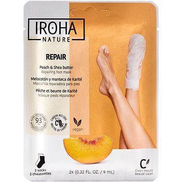 IROHA NATURE Peach and Shea Butter lábmaszk, 2 × 9 ml