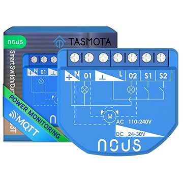 Nous B3T WiFi Tasmota Kapcsoló modul (2 csatorna, fogyasztásmérés) / Redőnyvezérlő modul (1 csatorna, ESP32)