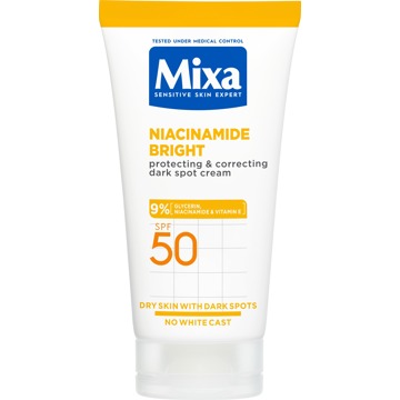 Mixa Niacinamide Bright krém sötét foltok ellen SPF 50, 50 ml
