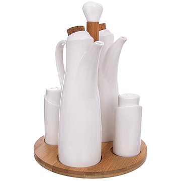 ORION Ízesítő készlet, porelán/bambusz 4+1 WHITELINE