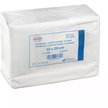 Panep géz, kompressziós, 8 réteg, nem steril, 100 darab 10×20 cm