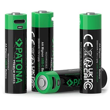 PATONA AA/LR6 Li-Pol 2000mAh 1,5V USB-C töltéssel, 4 db