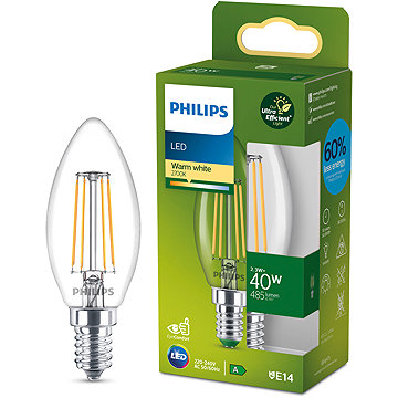 Philips LED 40 W, B35, E14, 2700 K, CL UE SRT4