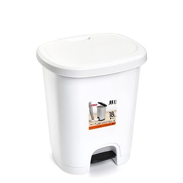 Plastic Forte Color szeméttároló, fehér, betét nélkül pedállal, 18 l