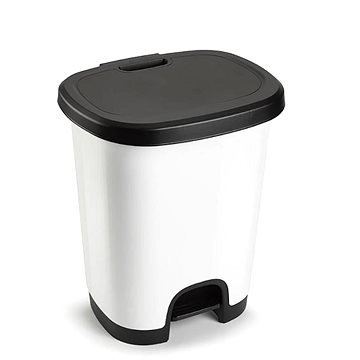 Plastic Forte Color szeméttároló, fekete-fehér, betét nélkül pedállal, 27 l