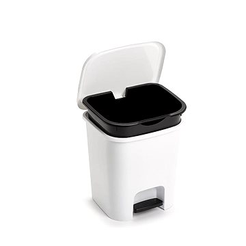 Plastic Forte Smart szemétgyűjtő, fehér, betéttel és pedállal, 7,5 l
