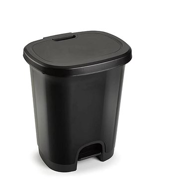 Plastic Forte Color szeméttároló, fekete, betét nélkül pedállal, 27 l