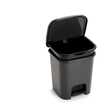 Plastic Forte Smart szemétgyűjtő, fekete, betéttel és pedállal, 7,5 l