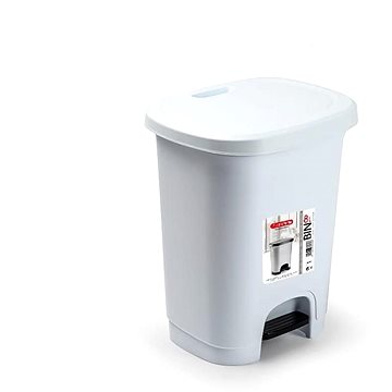 Plastic Forte Color szeméttároló, fehér, betét nélkül pedállal, 8 l