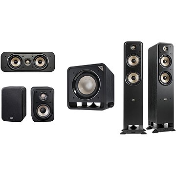 2x Polk Audio Signature S55e Black + 2x Polk S10e + Polk S30Ce + Polk Audio HTS 10 Black