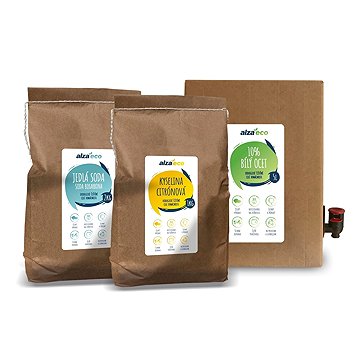 AlzaEco mosókészlet (ecet 5 l, szódabikarbóna 2 kg, citromsav 1 kg)