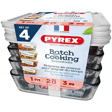 PYREX 913S271/7644 Ételtároló doboz szett, 1,5 l, 4 db