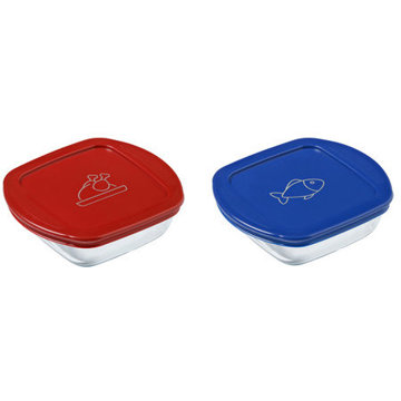 PYREX 913S570/7646 Ételtároló doboz szett, négyzet alakú, 2 db