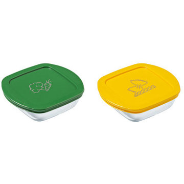 PYREX 913S571/7646 Ételtároló doboz szett, négyzet alakú, 2 db