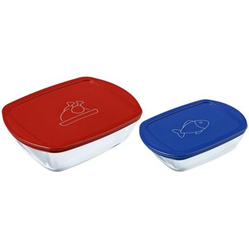 PYREX 913S567/7645 Ételtároló doboz szett, téglalap alakú, 2 db