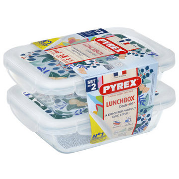 PYREX 913S678/7643 Ételtároló doboz szett, téglalap alakú, 0,8 l, 2 db