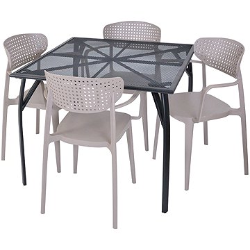 ROJAPLAST ZWMT-90 kerti asztal 1 + 4 kerti szék szett, AIRE ARMCHAIR