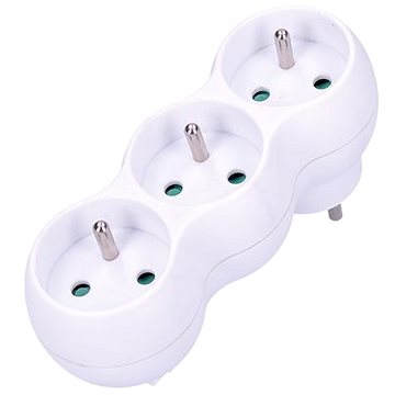 Solight Splitter adapter tartóval, 3x 10A/230V fehér