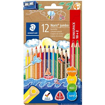 STAEDTLER Noris Jumbo - háromszögletű, 10+2 szín