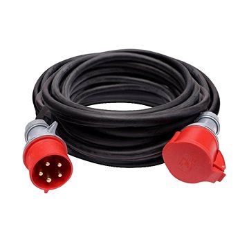 Solight hosszabbító vezeték - aljzat, 20 m, 400 V / 32 A, fekete, gumi kábel H05RR-F 5G 2,5 mm2