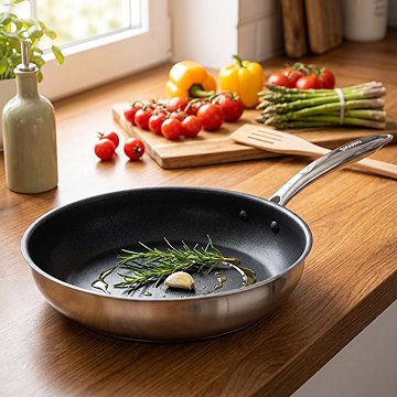 Siguro Pure Delight Rozsdamentes acél serpenyő ILAG® Profession tapadásmentes bevonattal, 28 cm