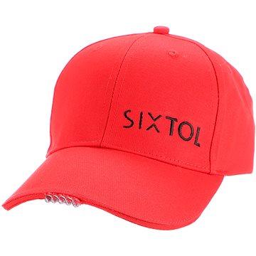 SIXTOL B-CAP Baseballsapka LED világítással, 25 lm, tölthető, USB, univerzális méret, piros