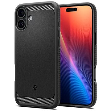 Spigen Rugged Armor iPhone 16 matt fekete MagSafe tok