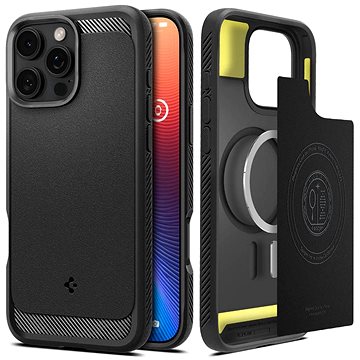 Spigen Rugged Armor MagSafe Matte Black iPhone 16 Pro Max tok