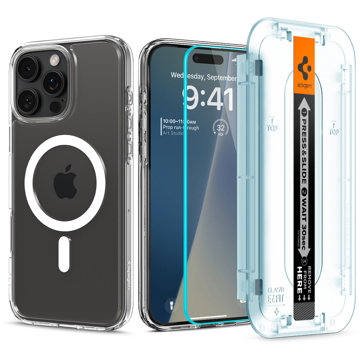 Spigen Ultra Hybrid MagSafe White + Glass tR EZ Fit Pack iPhone 16 Pro Max tok