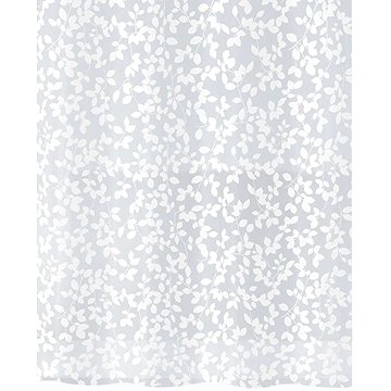 Spirella BLATT, növényi motívummal, szürke-fehér, PEVA, 180 × 200 cm