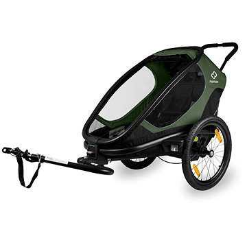 HAMAX Outback One - együléses bicikli utánfutó + babakocsi szett - Green-Black, állítható