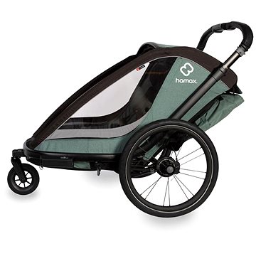 HAMAX Cocoon One együléses utánfutó biciklihez, váll + babakocsi szett, green/black