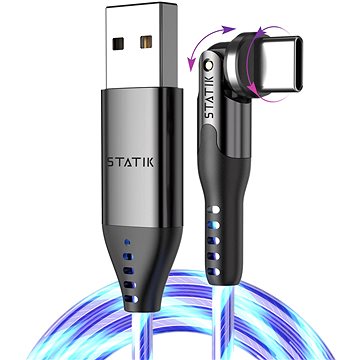 Statik PowerPivot USB-A to USB-C világító kábel, 1,8 m