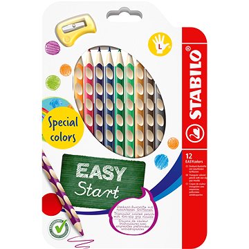 STABILO EASYcolors balkezeseknek, speciális színek - 12 szín és hegyező
