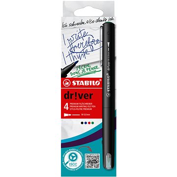 STABILO dr!ver medium szett, 4 db, zöld, piros, kék, fekete