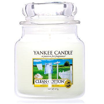 YANKEE CANDLE Classic Clean Cotton, közepes méretű, 411 gramm