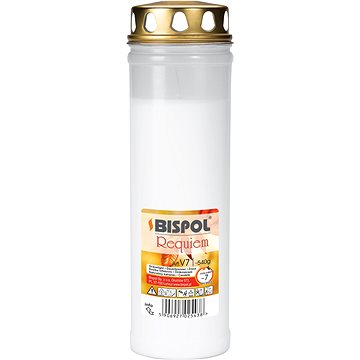 BISPOL Temetői mécses, requiem, préselt viasz, műanyag, fehér 168 h