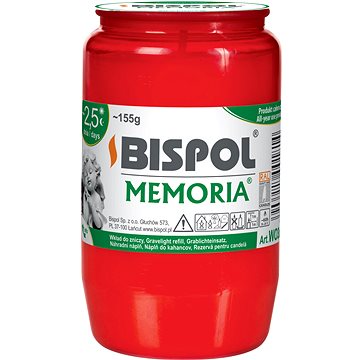 BISPOL Temetői gyertya Memoria, piros 60 h