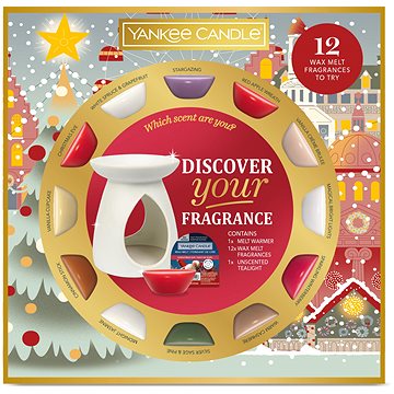 YANKEE CANDLE karácsonyi szett - aromalámpa + illatviasz, 12× 22g