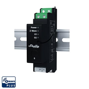 Shelly Wave Pro Shutter 2x 16A modul, DIN, teljesítménymérés, Z-Wave
