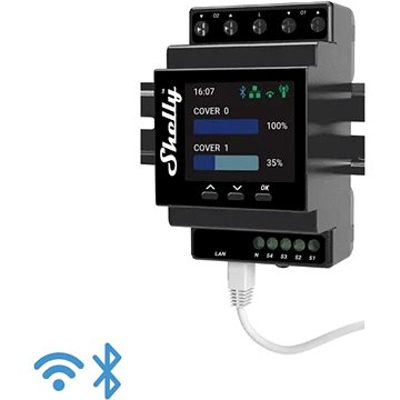 Shelly Pro Dual Cover PM, redőnymodul DIN sínre, WiFi, LAN