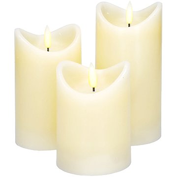 Solight sada LED svíček z přírodního vosku, 3ks